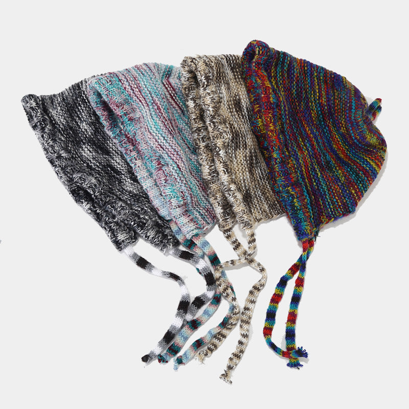 Wholesale Autumn and Winter Colorful Braided Ear Protection Warm Knitted Beanie